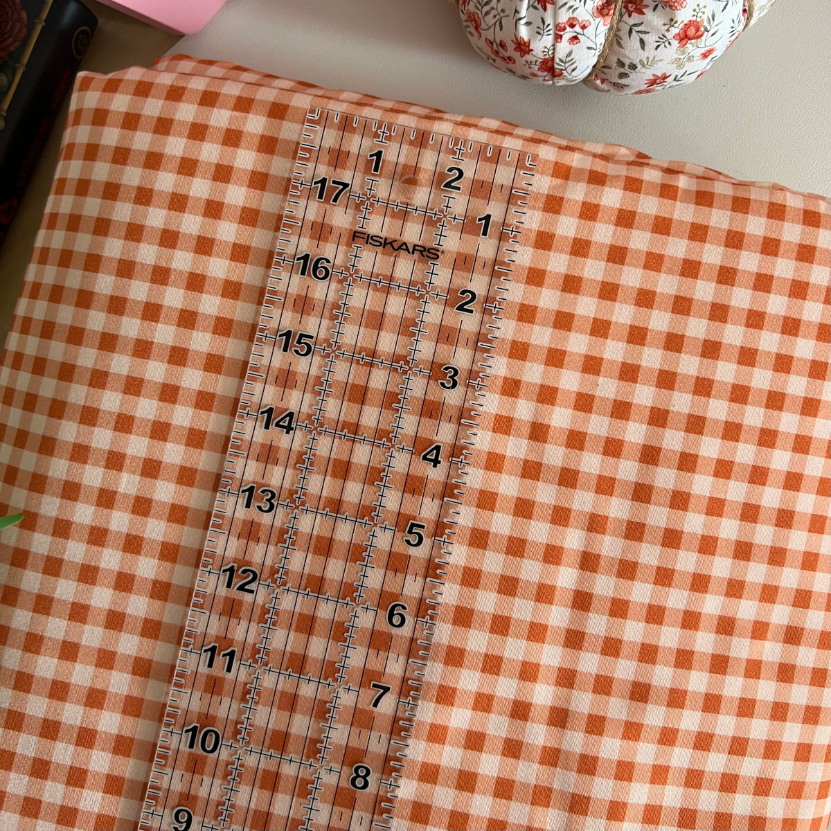 Pumpkin Gingham Fabric