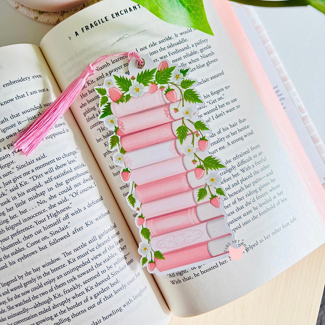 Strawberry Reading Tracker Bookmark