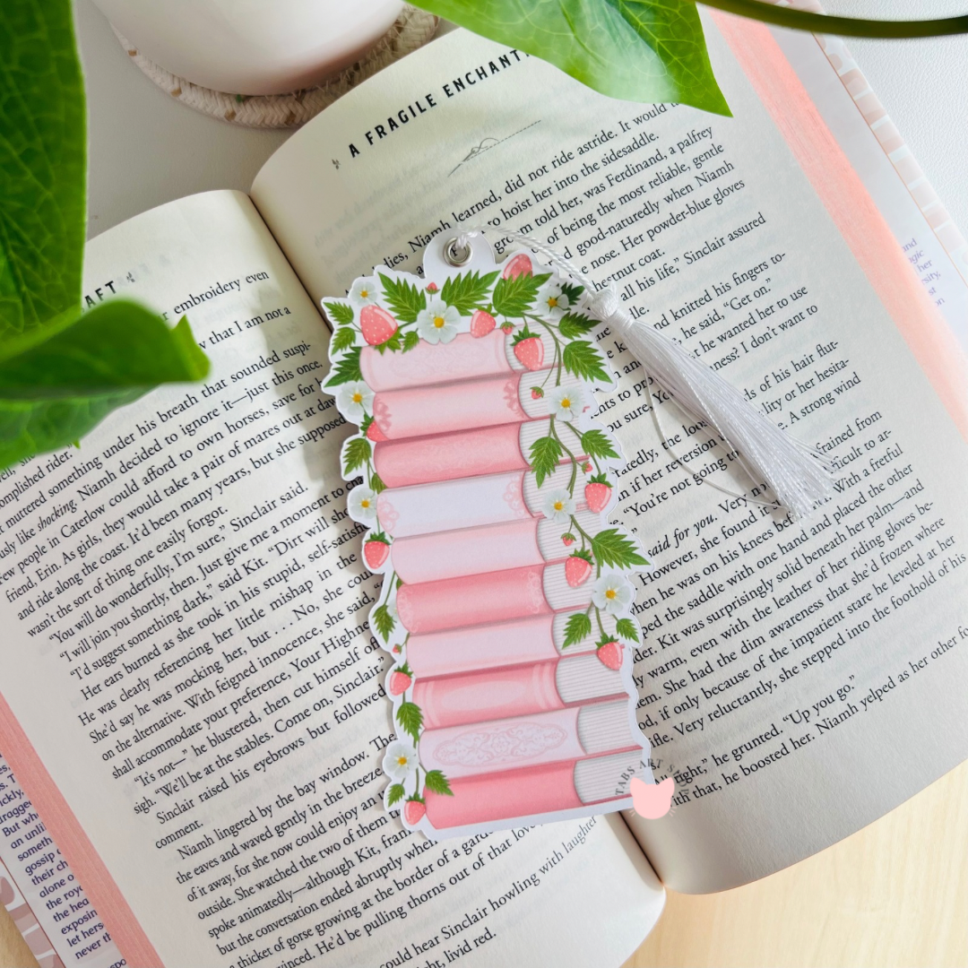 Strawberry Reading Tracker Bookmark