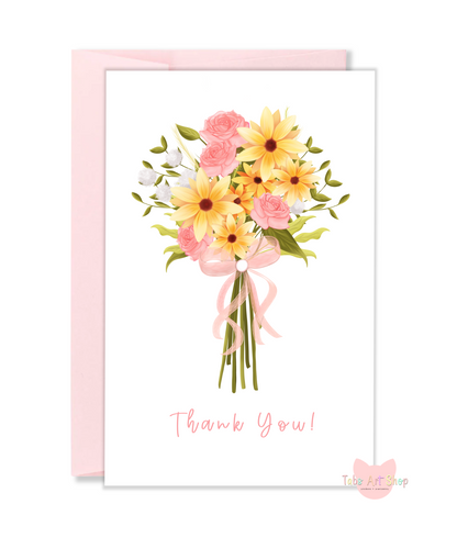 Flower Bouquet Thank You Card